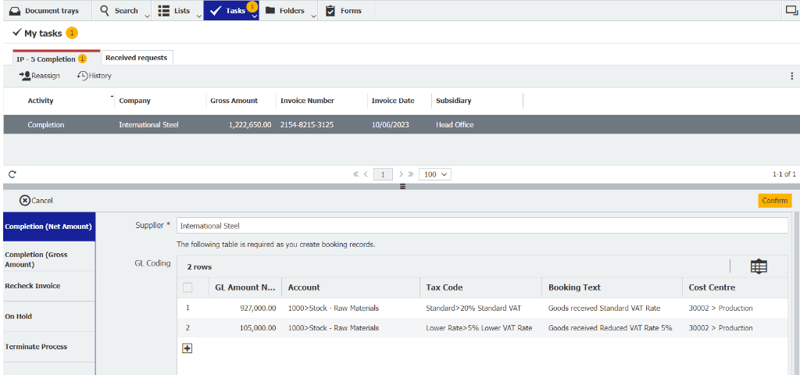 GL coding with DocuWare